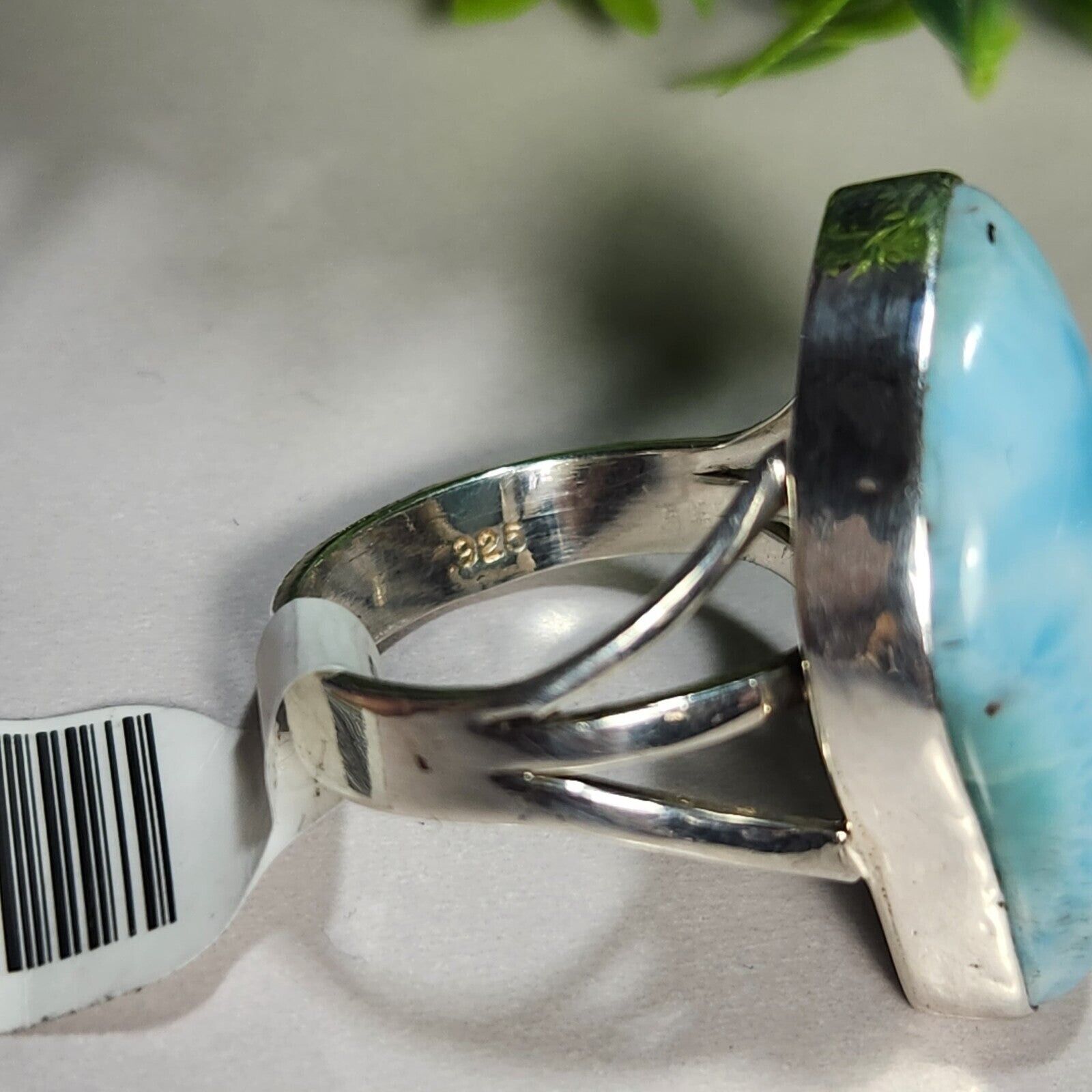 925 Sterling Silver Vintage Larimar discount Ring